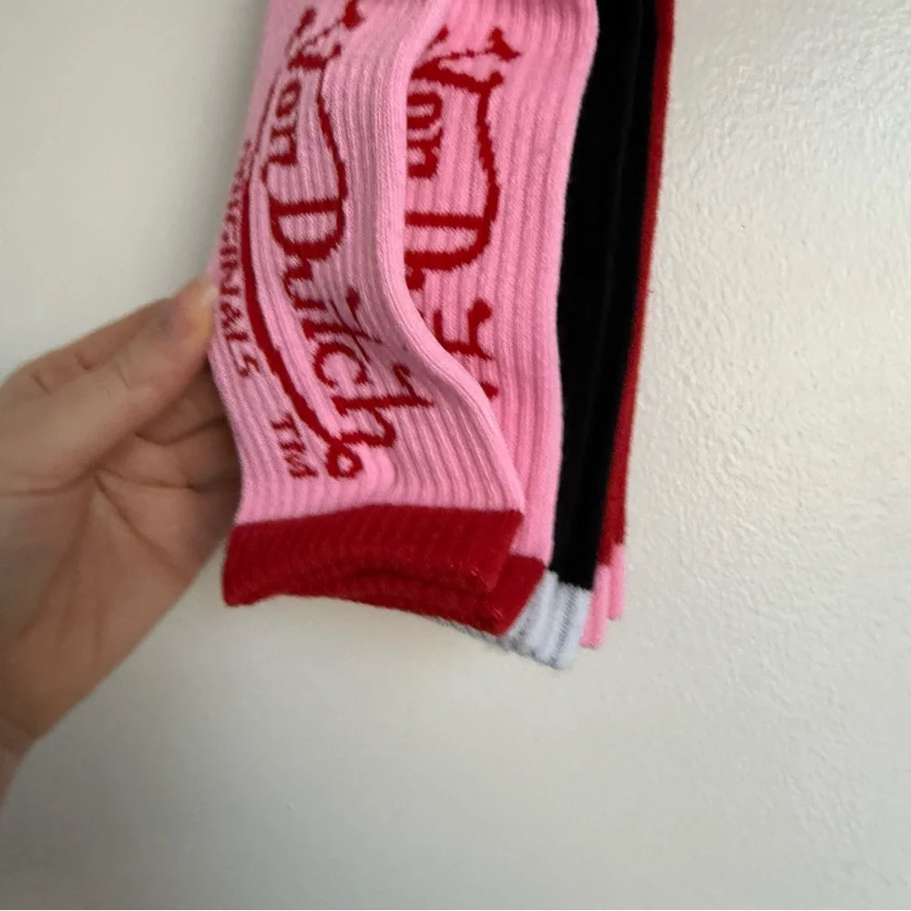 NWT men’s Von Dutch Red and Pink Socks one size unisex